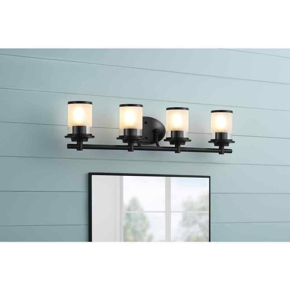 Hampton Bay Truitt 32.1 in. 4-Light Matte Black Modern Transitional Vanity
