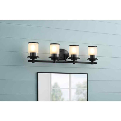 Hampton Bay Truitt 32.1 in. 4-Light Matte Black Modern Transitional Vanity