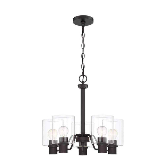 Hampton Bay Castleford 5-Light Satin Bronze Chandelier w/ Clear Glass Shades