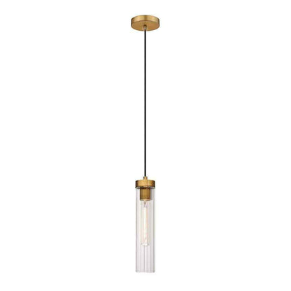 Beau 1-Light Rubbed Brass Pendant Light with Glass Shade 740P-RB