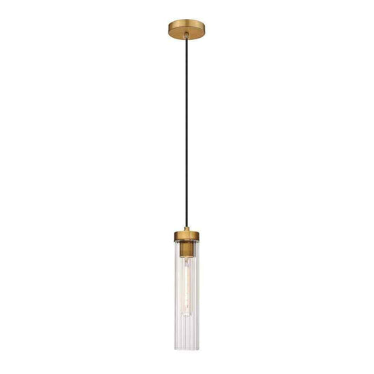 Beau 1-Light Rubbed Brass Pendant Light with Glass Shade 740P-RB