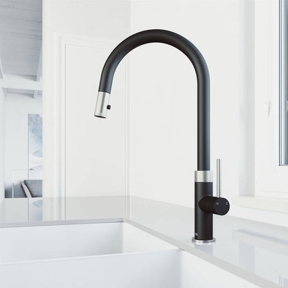 VIGO Bristol Pull-Down Sprayer Kitchen Faucet in Stainless and Black