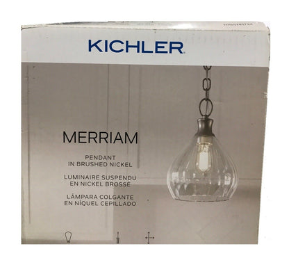 KICHLER Merriam 8 in. 1-Light Brushed Nickel Farmhouse Shaded Kitchen Pendant