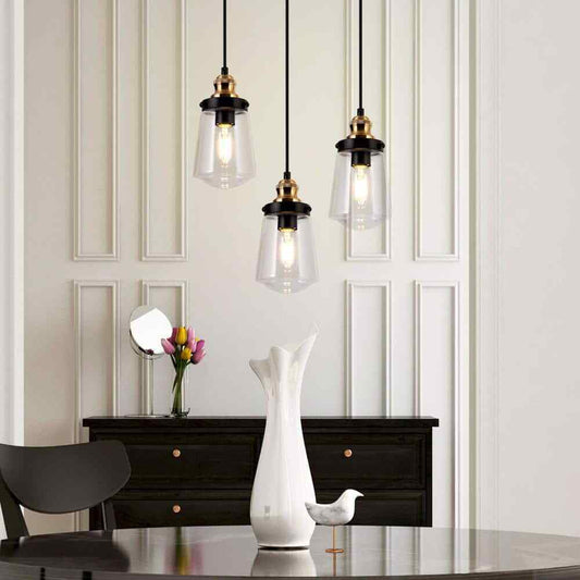 Uolfin Modern Kitchen Island Chandelier Pendant Light 1-Light Black and Brass