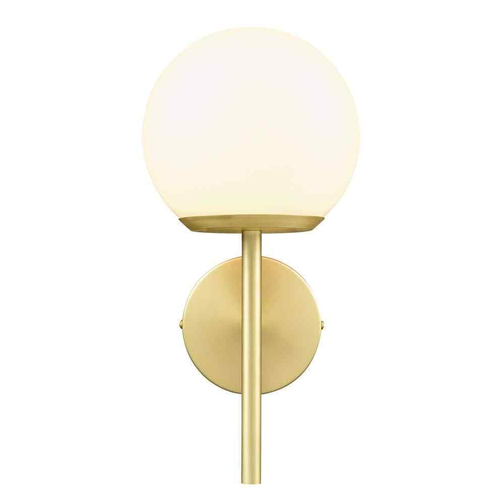 Light Society Anna 5 in. 1-Light Brushed Brass/White Wall Sconce