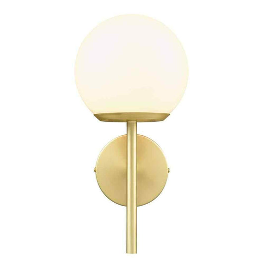 Light Society Anna 5 in. 1-Light Brushed Brass/White Wall Sconce