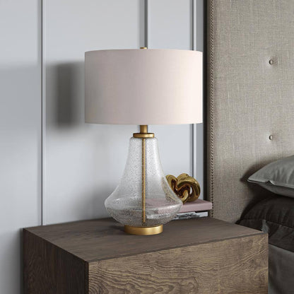 Meyer&Cross Lagos 23 in. Table Lamp in Brushed Brass and Seeded Glass