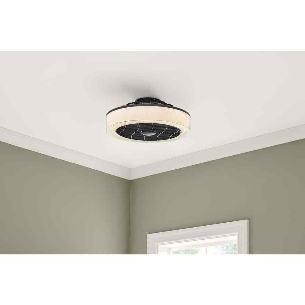 Hampton Bay Pompton 20 in. Integrated LED Indoor Remote Control in Black w/ CCT
