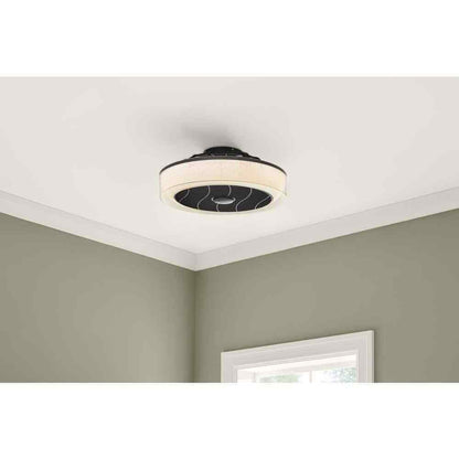 Hampton Bay Pompton 20 in. Integrated LED Indoor Remote Control in Black w/ CCT