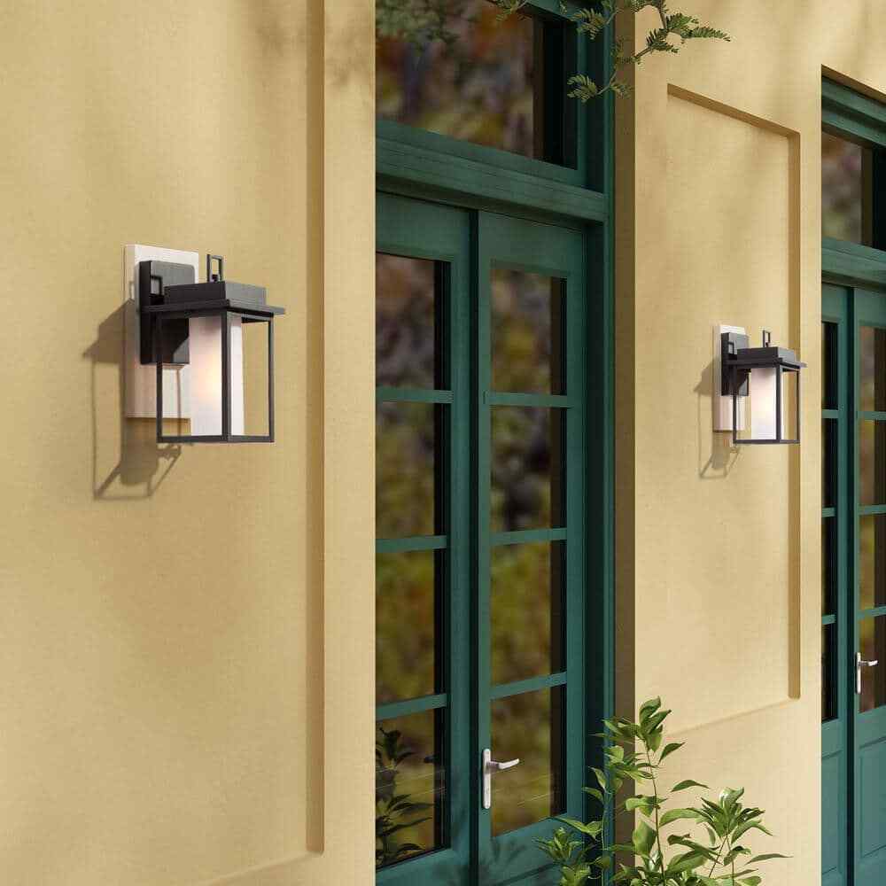 Uolfin Modern Black Square Outdoor Wall Lantern Sconce