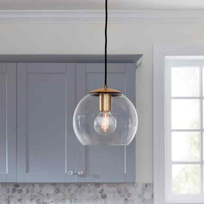 Home Decorators Collection 1-Light Antique Brass and Glass Mini-Pendant AF42409S