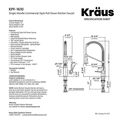 KRAUS Bolden Single-Handle Pull-Down Kitchen Faucet w/ Dual Function Spray Head