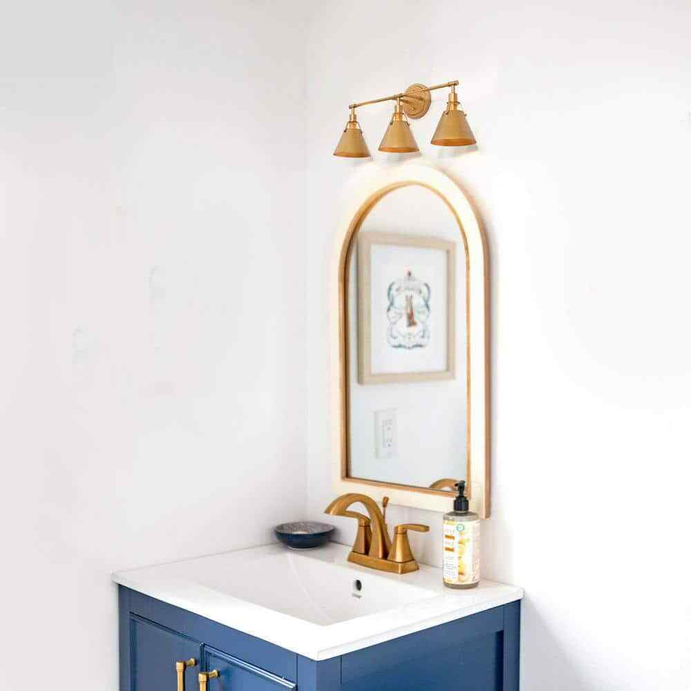 LNC Vintage Gold Bathroom Vanity Light Mid-Century 3-Light Bell Wall Sconce