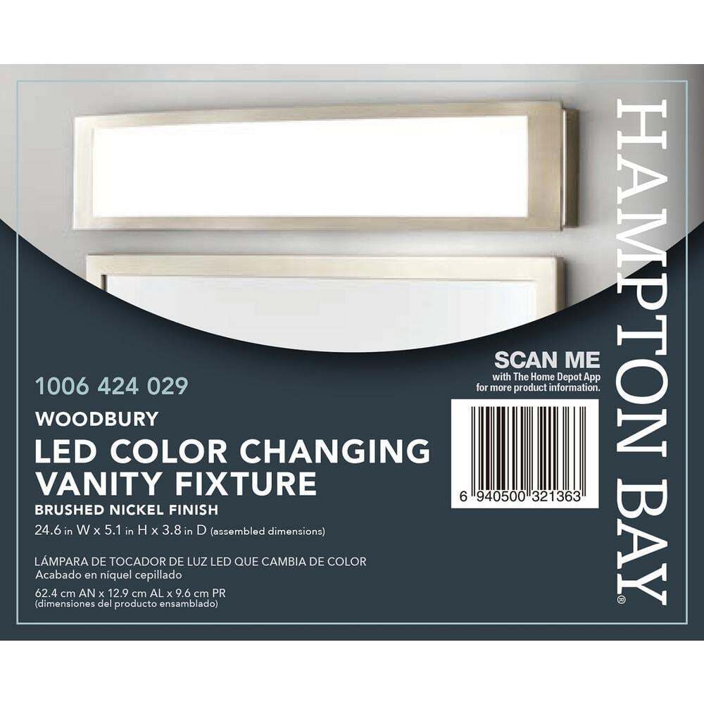 Hampton Bay Woodbury 24.6 in. Brushed Nickel Integrated LED Bathroom Light Bar