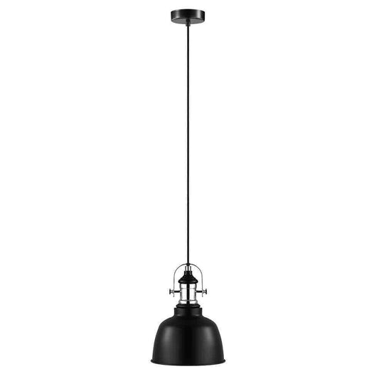 Eglo Gilwell 1-Light Matte Black and Chrome Pendant Light w/ Metal Shade