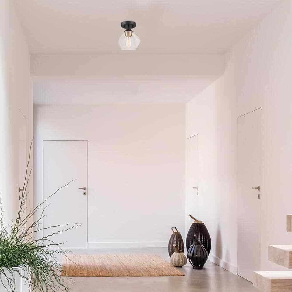 Globe Electric Harrow 1-Light Matte Black Semi-Flush Mount Ceiling Light