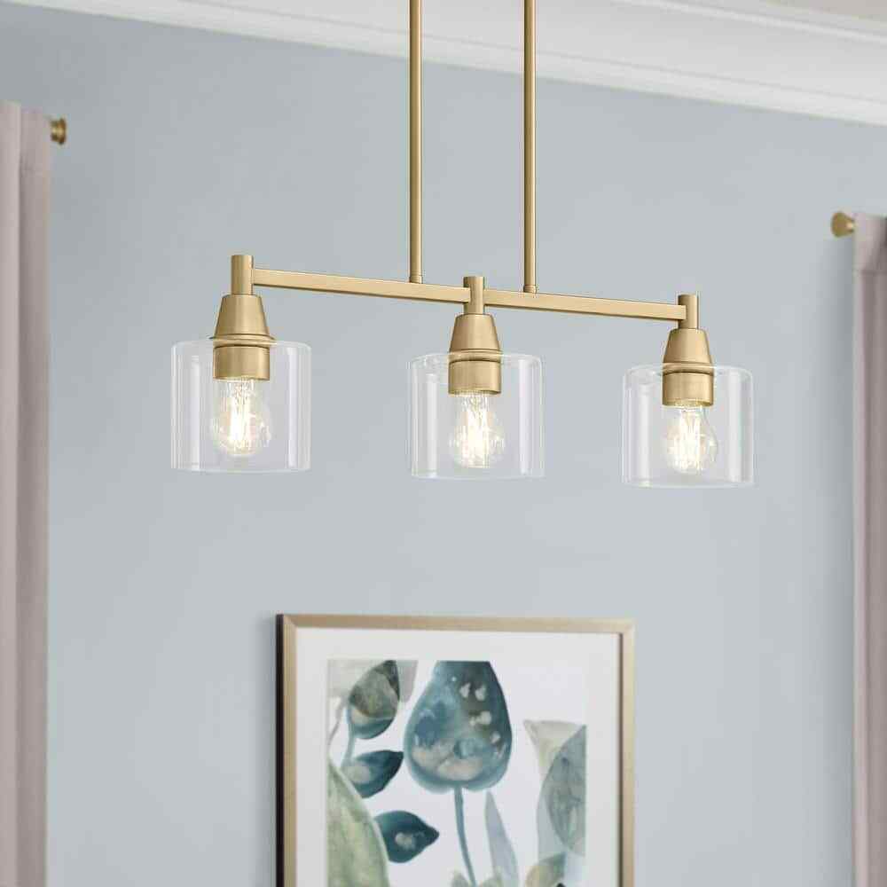 Hampton Bay Oron 3-Light Gold Linear Island Pendant Hanging Light