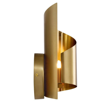 Merra 1-Light Gold Modern Wall Sconce Light Fixture with Novelty Scroll Shade