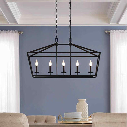 Home Decorators Weyburn 36 in. 5-Light Bronze Linear Chandelier Light Fixture