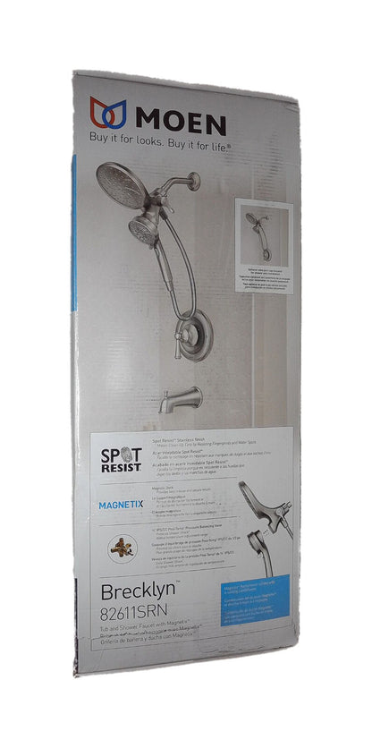 MOEN Brecklyn Single-Handle 6-Spray Tub Shower Faucet Brushed Nickel w/ Valve