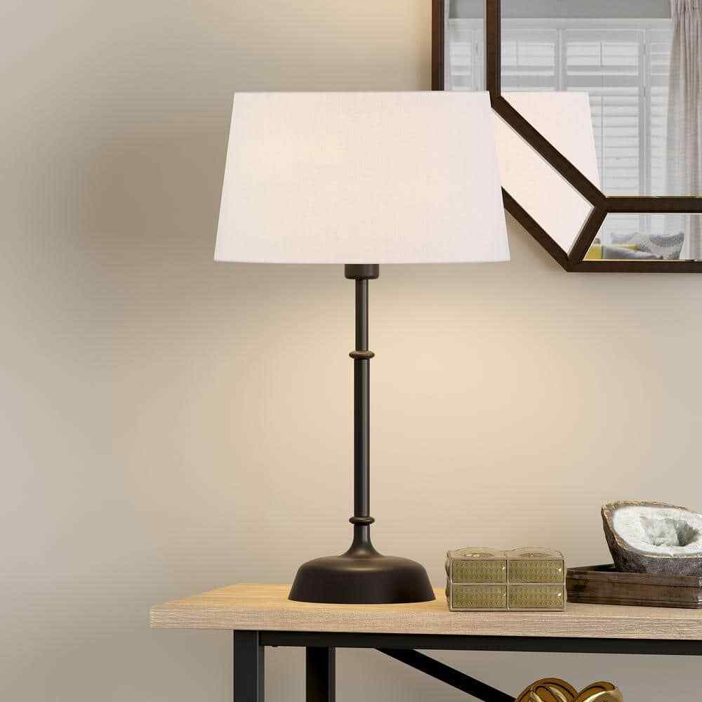 Meyer&Cross Derek 24 in. Blackened Bronze Table Lamp with Fabric Shade TL0468