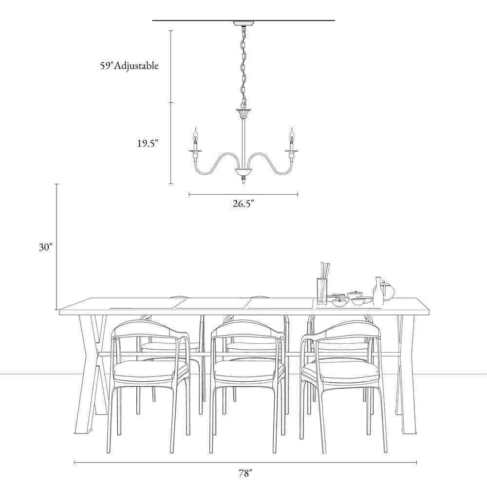 LNC 6-Light Farmhouse Oiled Bronze Candlestick Kitchen Island Chandelier