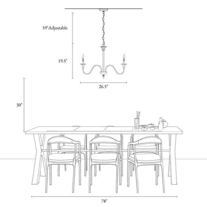 LNC 6-Light Farmhouse Oiled Bronze Candlestick Kitchen Island Chandelier
