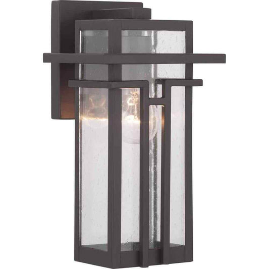 Progress Lighting Boxwood Antique Bronze Clear Seeded Glass Wall Lantern Light