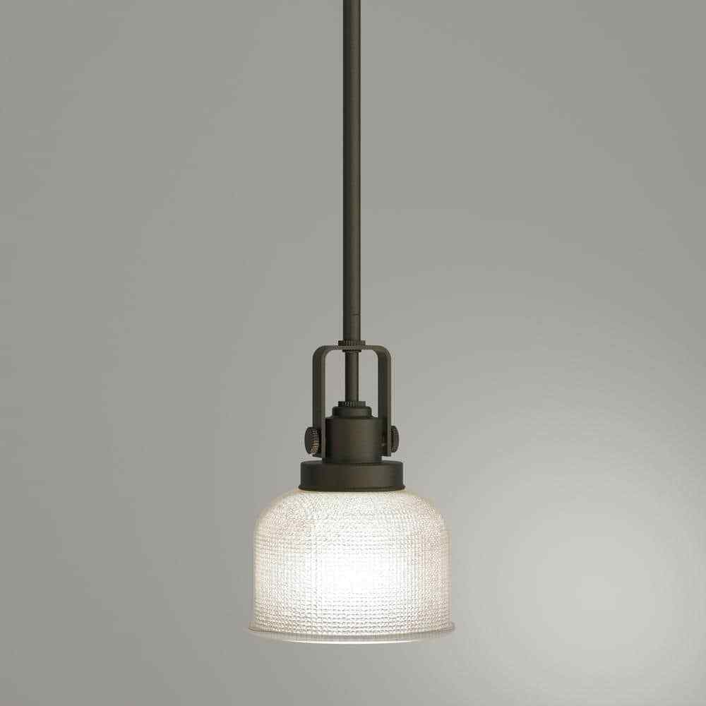 Progress Lighting Archie Venetian Bronze Mini Pendant w/ Clear Prismatic Glass