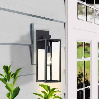 Hukoro Martin 17.25 in. Matte Black Finish Outdoor Wall Lantern Sconce 2-Pack