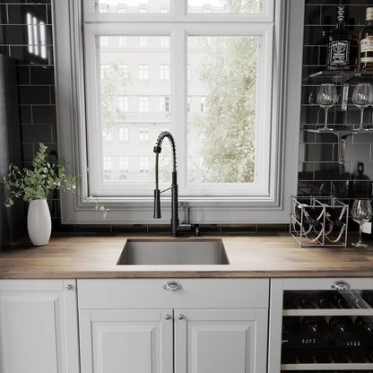 VIGO Laurelton Single Handle Pull-Down Sprayer Kitchen Faucet in Matte Black