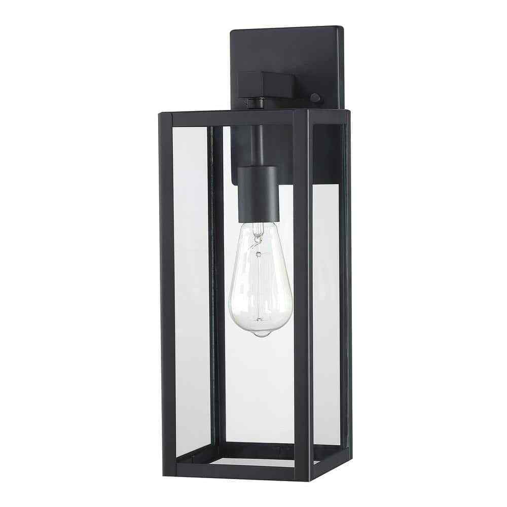 Hukoro Martin 17.25 in. Matte Black Finish Outdoor Wall Lantern Sconce 2-Pack