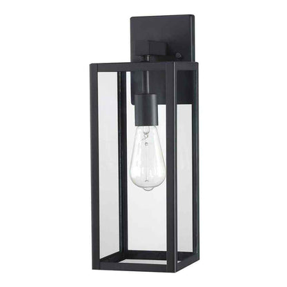 Hukoro Martin 17.25 in. Matte Black Finish Outdoor Wall Lantern Sconce 2-Pack