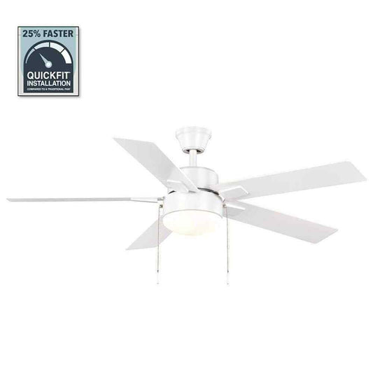 Hampton Bay 52" Corwin Indoor/Outdoor Matte White LED Ceiling Fan w/ Light Kit