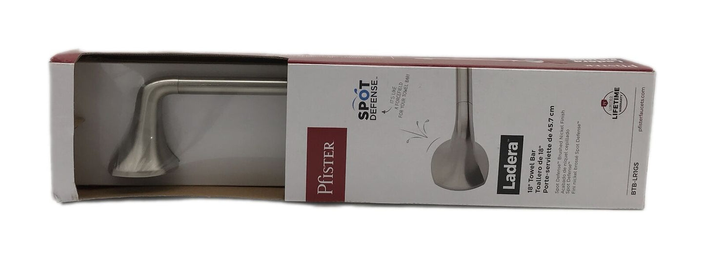 Pfister Ladera 18 in. Towel Bar in Spot Defense Brushed Nickel BTB-LR1GS