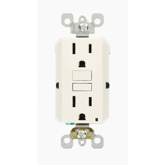 Leviton 15 Amp Self-Test SmartlockPro Slim Duplex GFCI Outlet White