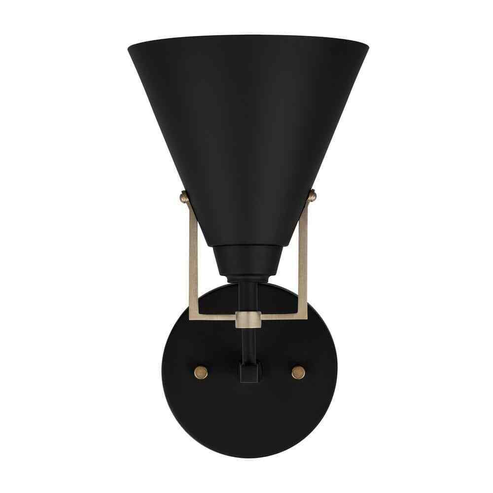 Home Decorators Insdale Matte Black Modern Vanity Light w/ Satin Brass Accents