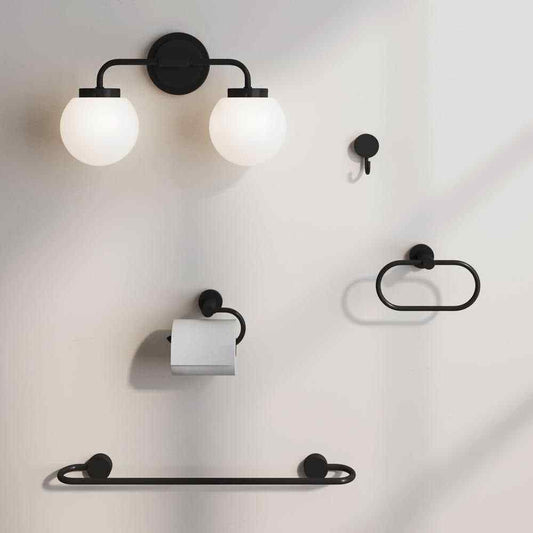 Nathan James Izzy Vanity Light Fixture Black Bathroom, 4-Piece Accessory Set