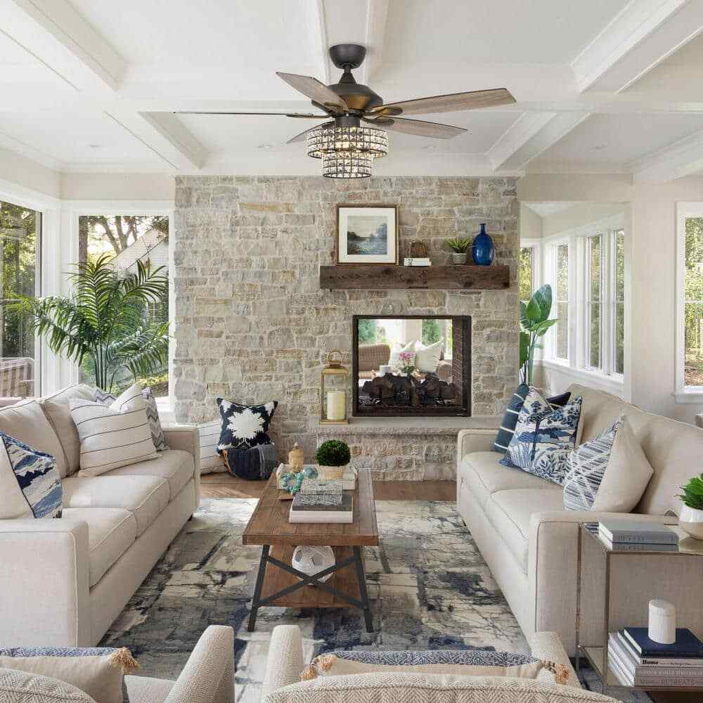 Parrot Uncle Rafferty 52 in. Black Dual Crystal Ceiling Fan w/ Remote Control