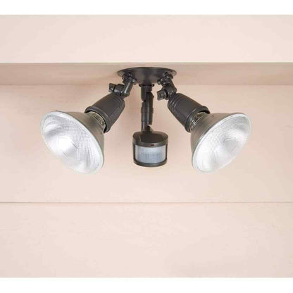 HALO 180-Degree Bronze Twin Head Motion Activated Outdoor Flood Light MS185