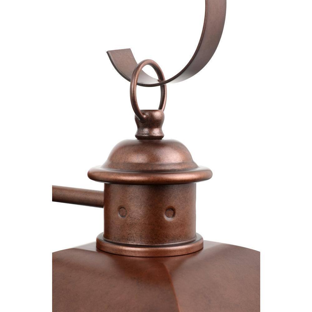 Hampton Bay Warwick 28" Aged Copper Finish Hardwired Wall Lantern Seeded Glass