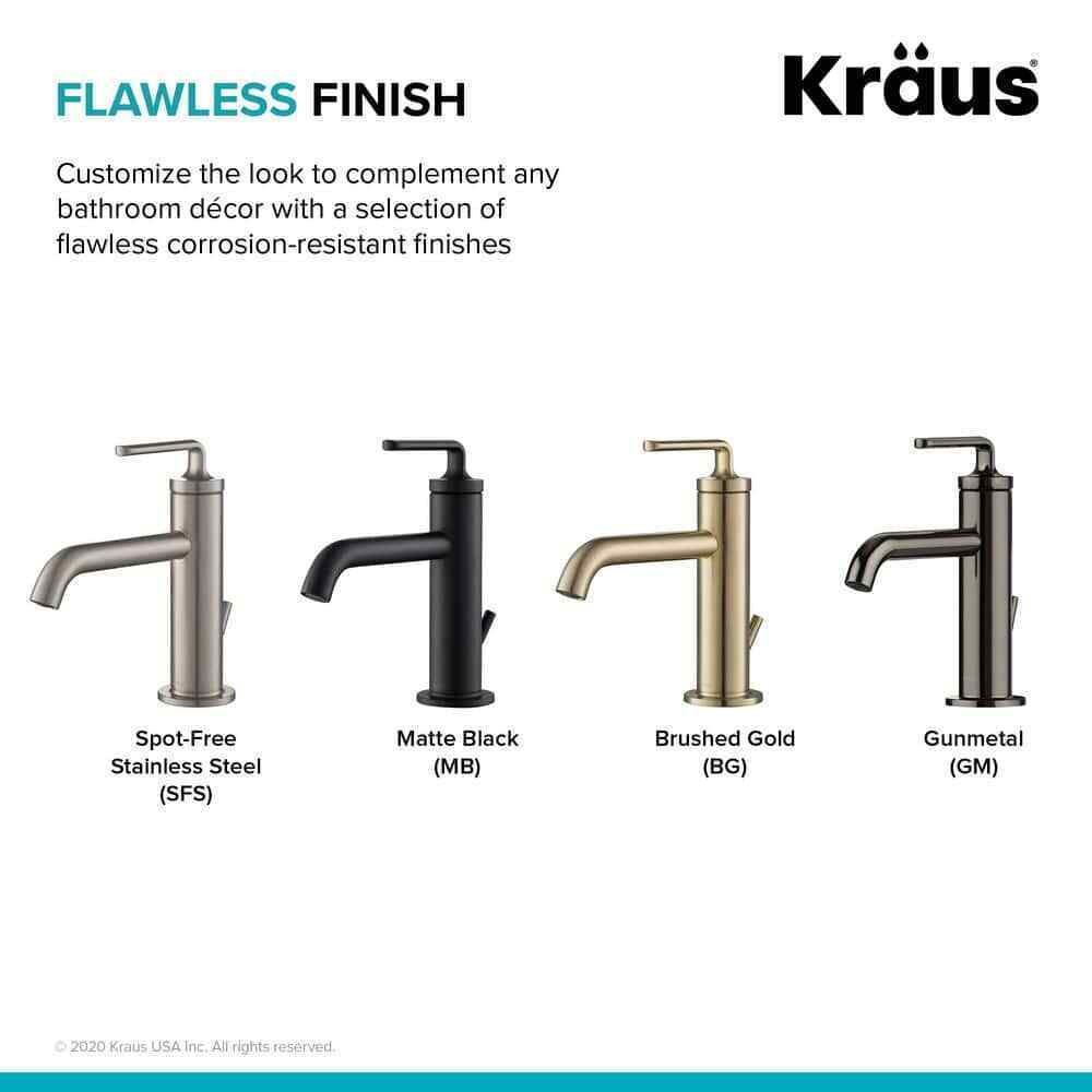 KRAUS Ramus Single Hole Single-Handle Bathroom Faucet w/ Matching Lift Rod Drain