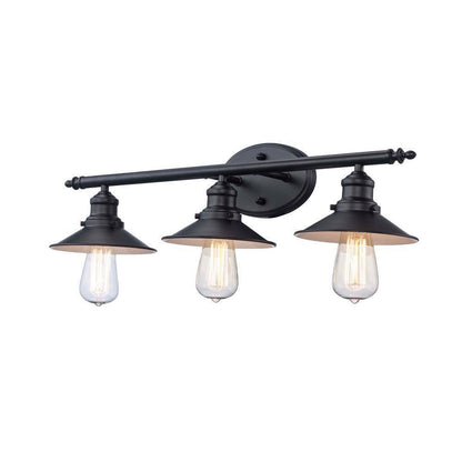 Hampton Bay Glenhurst 25 in. 3-Light Farmhouse Black Bathroom Vanity Light