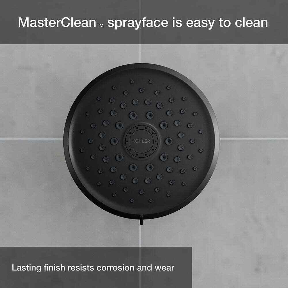 KOHLER Cursiva 3-Spray Patterns 6.75 in. Wall Mount Fixed Showerhead Matte Black