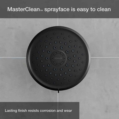 KOHLER Cursiva 3-Spray Patterns 6.75 in. Wall Mount Fixed Showerhead Matte Black
