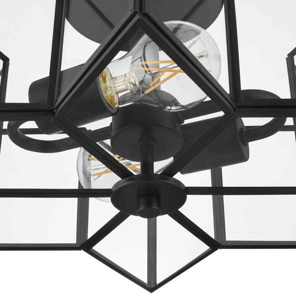 Home Decorators Collection Malena 14.25 in. 2-Light Matte Black Semi-Flush Mount