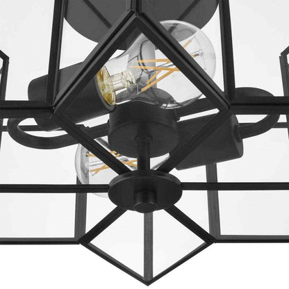 Home Decorators Collection Malena 14.25 in. 2-Light Matte Black Semi-Flush Mount