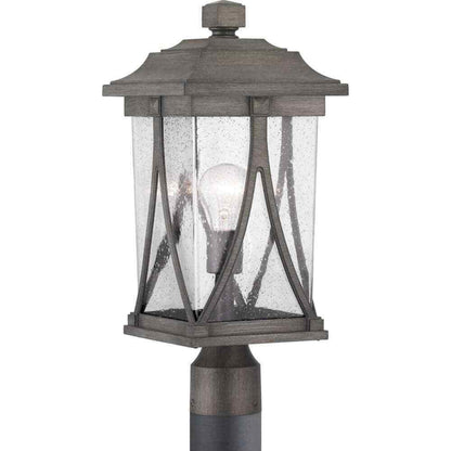 Progress Lighting Abbott Antique Pewter Clear Seeded Glass Post Lantern Light