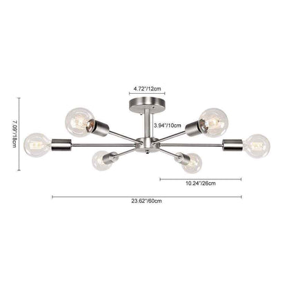 RRTYO Gallman 6-Light Nickle Mid-Century Pendant Ceiling Light