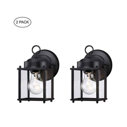 Hukoro 2-Pack 1-Light Outdoor Wall Light with Matte Black and Clear Glass Shade